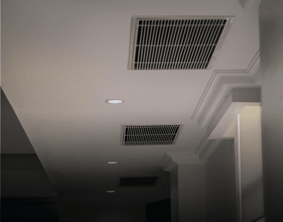 Ceiling air vents and recessed lights