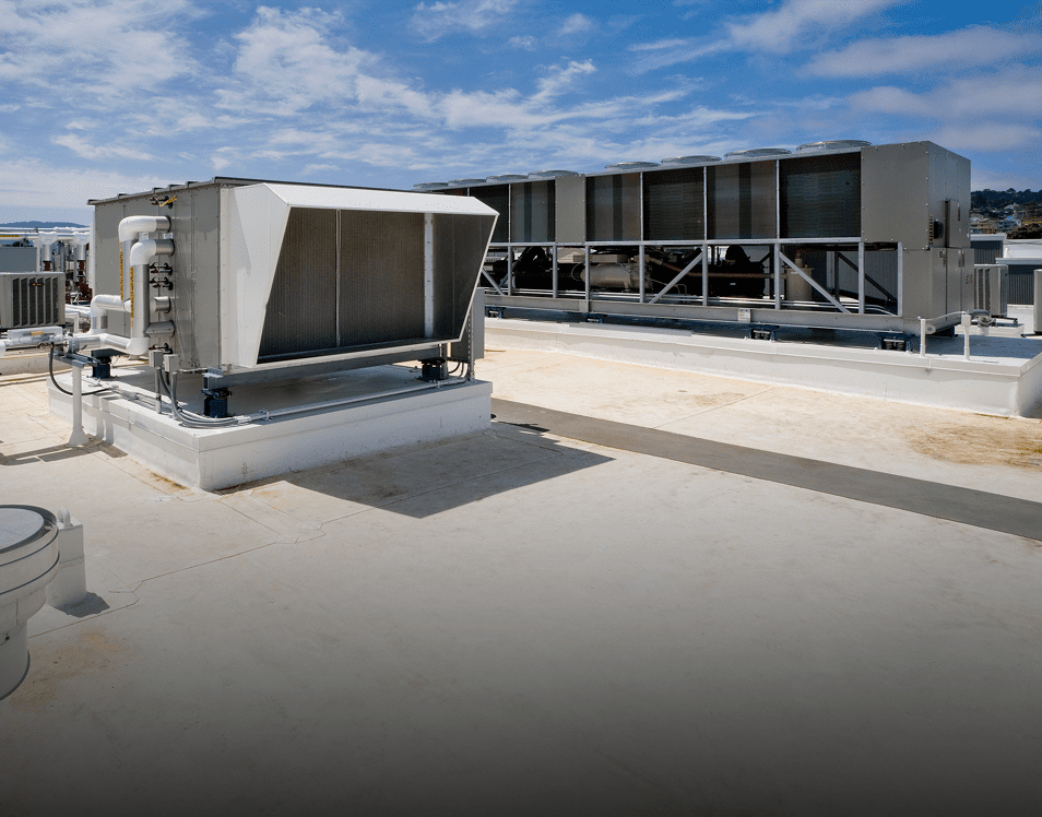 Rooftop HVAC units under blue sky